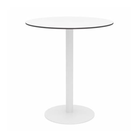 Kfi KFI 36" Round Outdoor Bar Table - Designer White Phenolic Top - White Aluminum Frame - Ivy Series OLTP36RD-B2200WH-D354-41